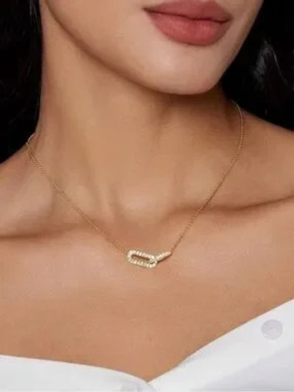 925 Sterling Silver & Gold Pave Link Necklace